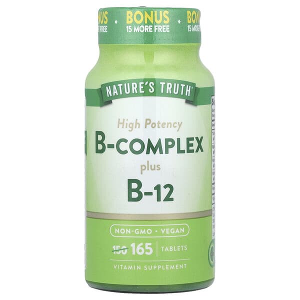 Nature's Truth, B-Complex Plus B-12, High Potency , 165 Tablets