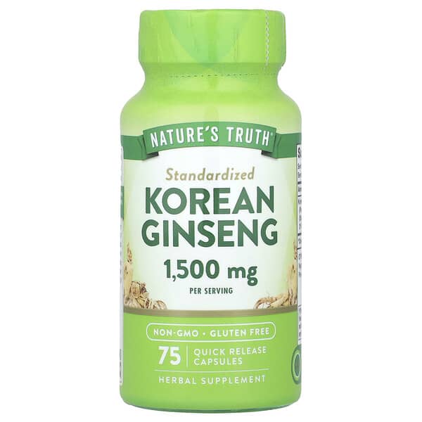 Korean Ginseng, 75 Quick Release Capsules (500 mg per Capsule)