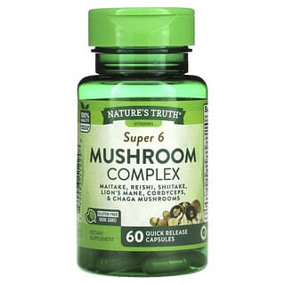 Nature's Truth, Super 6 Mushroom Complex, 60 капсул быстрого действия
