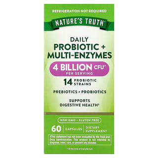 Nature's Truth, Ежедневный пробиотик и мультиферменты, 60 вегетарианских капсул