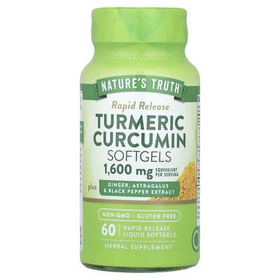Nature's Truth, Curcumin + Ginger, Astragalus and Black Pepper Extracts, 60 Instant-Release Liquid Softgels