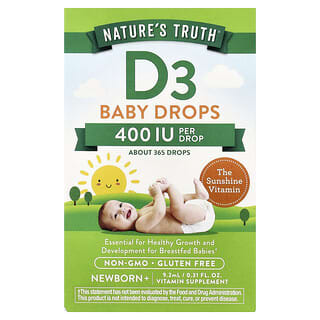 ناتشرز تروث‏, Vitamins ، قطرات د 3 للأطفال ، حديثي الولادة + ، 10 مكجم (400 وحدة دولية) ، 0.31 أونصة سائلة (9.2 مل)