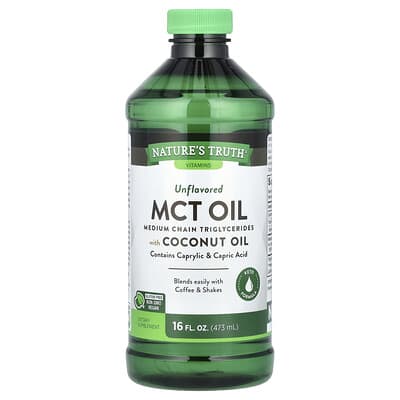 Nature's Truth, MCT Oil with Coconut Oil, Unflavored, 14 g, 16 fl oz (473 ml)