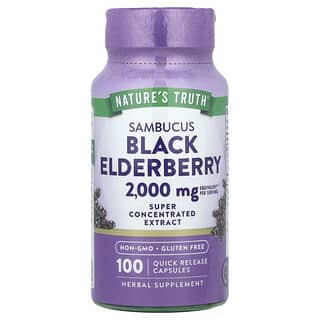 Nature's Truth, Sambucus Black Elderberry, schwarzer Holunder, 2.000 mg, 100 Kapseln mit schneller Freisetzung (1.000 mg pro Kapsel)