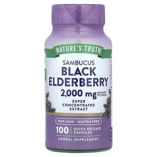 Nature's Truth, Sambucus Black Elderberry, schwarzer Holunder, 2.000 mg, 100 Kapseln mit schneller Freisetzung (1.000 mg pro Kapsel)