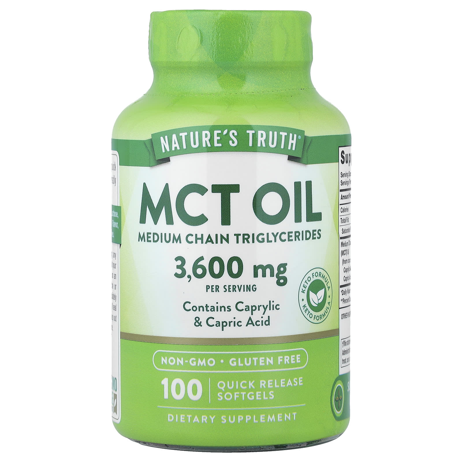 MCT（中鎖脂肪酸トリグリセリド）オイル、100 Quick Release Softgels