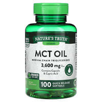 Nature's Truth, Vitaminas, Aceite de MCT, 1200 mg, 100 cápsulas blandas de liberación rápida