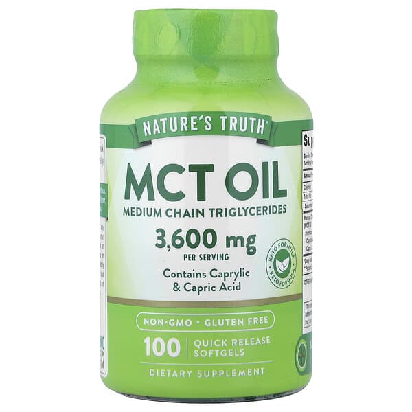 MCT Oil, 100 Quick Release Softgels (1,200 mg per Softgel)