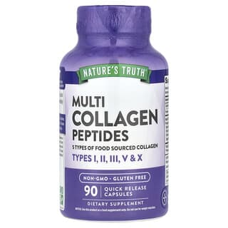 Nature's Truth, Péptidos múltiples de colágeno, 2000 mg, 90 cápsulas de liberación rápida (500 mg por cápsula)