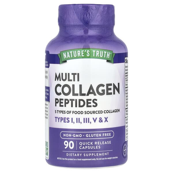 Multi Collagen Peptides, 90 Quick Release Capsules (500 mg per Capsule)