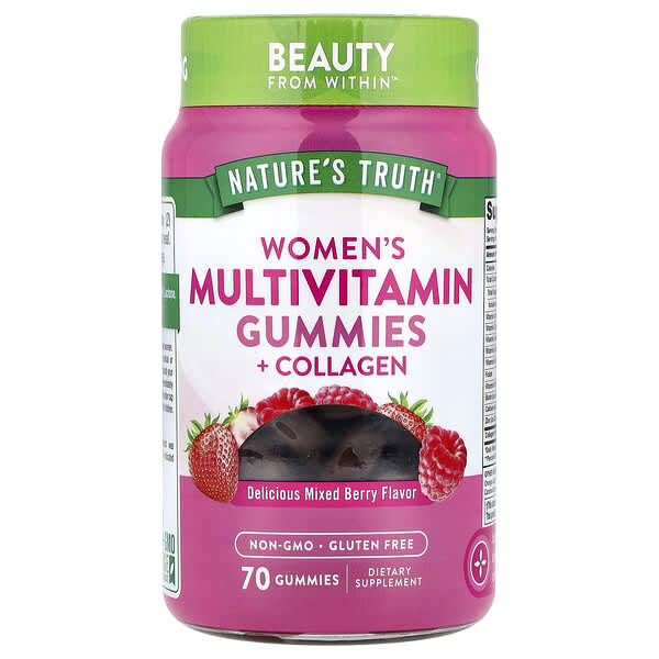 Women's Multivitamin Gummies + Collagen, Delicious Mixed Berry, 70 Gummies