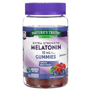 Nature's Truth, Melatonina, Concentración extra, Baya natural, 5 mg, 70 gomitas veganas