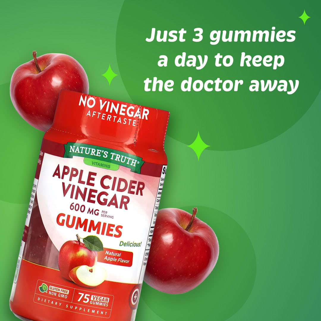 Nature S Truth Apple Cider Vinegar Natural Apple 600 Mg 75 Vegan Gummies 200 Mg Per Gummy