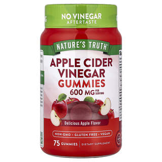 Nature's Truth, Vinaigre de cidre de pomme, Arôme naturel de pomme, 75 gommes vegan (200 mg par gomme)