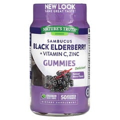 Nature's Truth, Sambucus Black Elderberry Plus Vitamin C & Zinc, Natural Berry, 50 Vegan Gummies