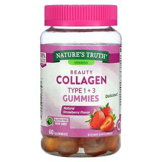 Nature's Truth, Beauty Collagen, жевательные мармеладки с коллагеном, типы 1 и 3, натуральная клубника, 60 жевательных таблеток