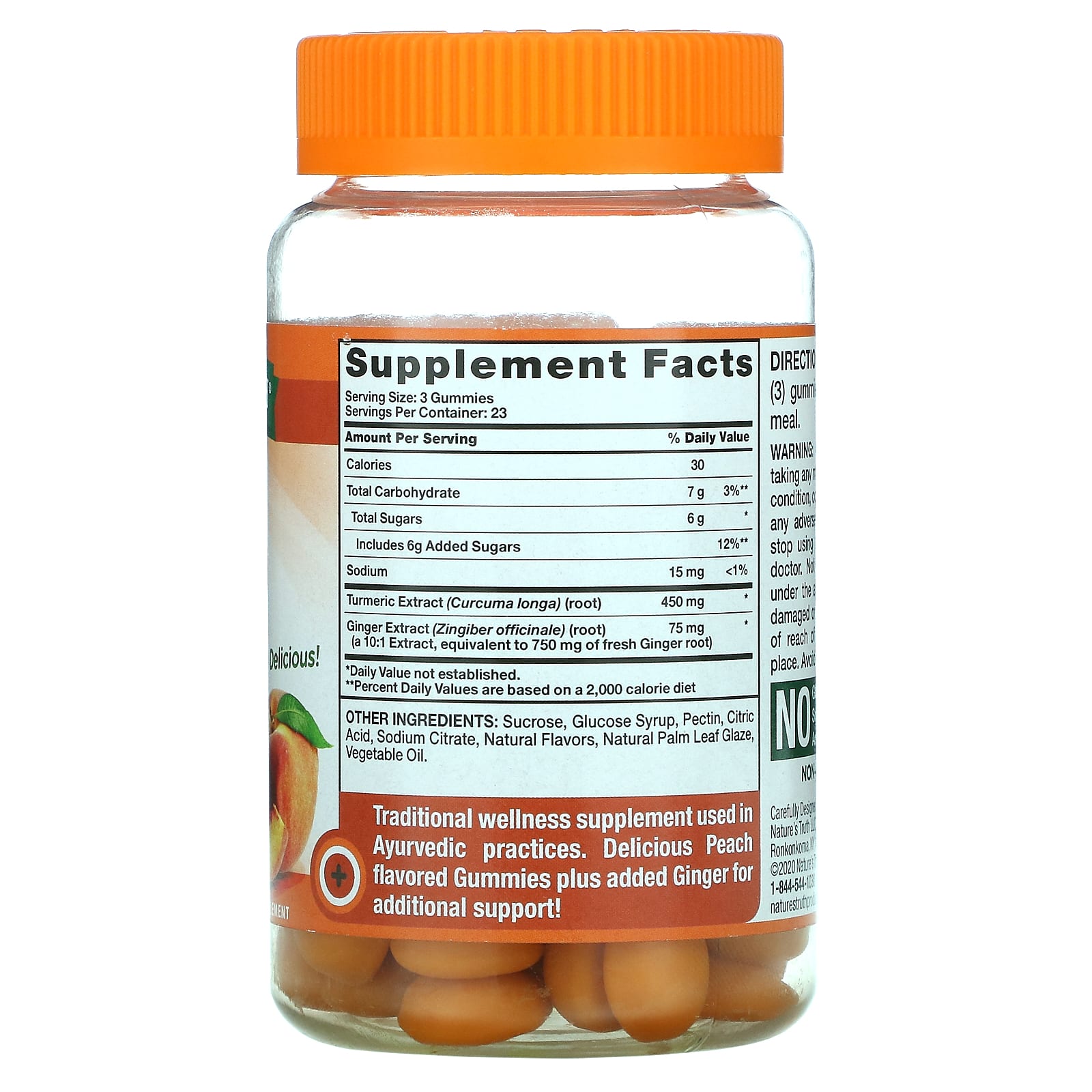 Nature's Truth, Turmeric Curcumin + Ginger, Natural Peach, 70 Vegan Gummies