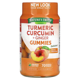 Nature's Truth, Turmeric Curcumin + Ginger, Kurkuma-Curcumin und Ingwer, natürlicher Pfirsich, 70 vegane Fruchtgummis