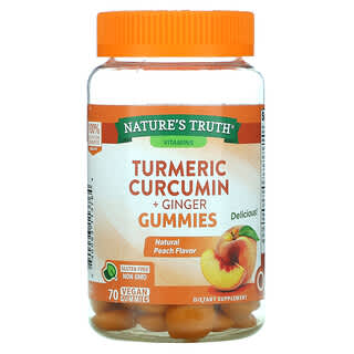 Nature's Truth, куркумин из куркумы и имбирь, со вкусом натурального персика, 70 веганских жевательных мармеладок 