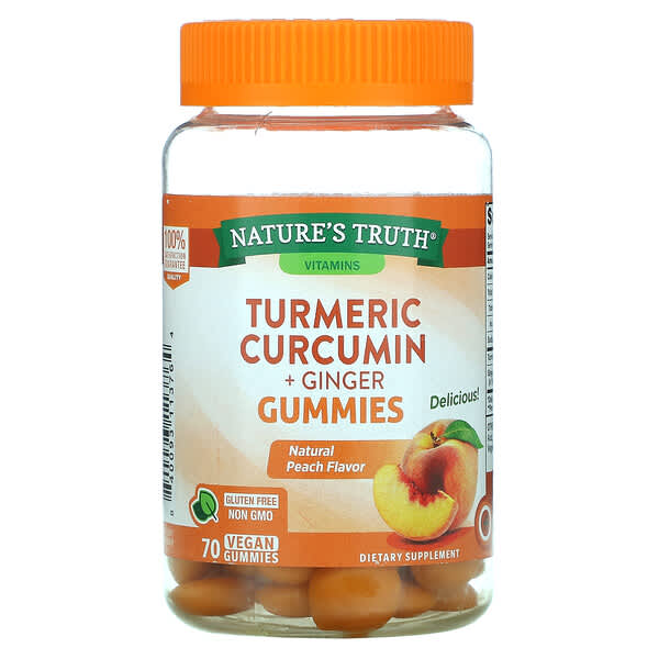 Nature's Truth, Turmeric Curcumin + Ginger, Natural Peach, 70 Vegan Gummies