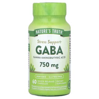 Nature's Truth, Gaba, Ácido gamma-aminobutírico, 750 mg, 60 cápsulas de liberación rápida