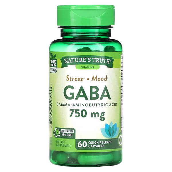 Nature's Truth, GABA、γ-アミノ酪酸、750mg、速溶カプセル60粒