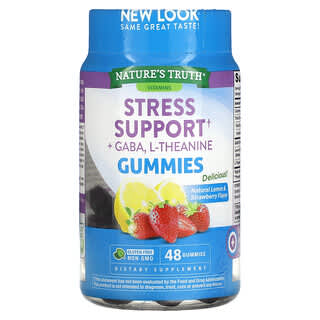Nature's Truth, Soutien du stress + GABA, L-théanine, Citron et fraise naturels, 48 gommes