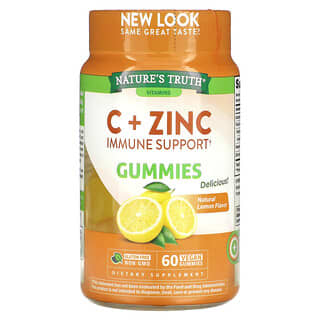 Nature's Truth, C + Zinc, Immune Support, Natural Lemon, 60 Vegan Gummies