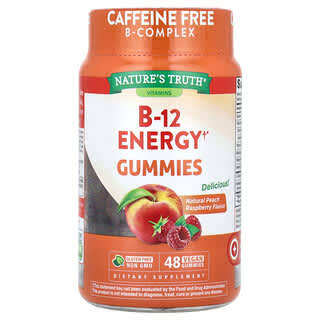 Nature's Truth, B-12 Energy Gummies, натуральная персиковая малина, 48 веганских жевательных таблеток