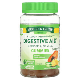Nature's Truth, Digestive Aid + Ginger, Aloe Vera Gummies, Natural Tropical, 50 Vegan Gummies