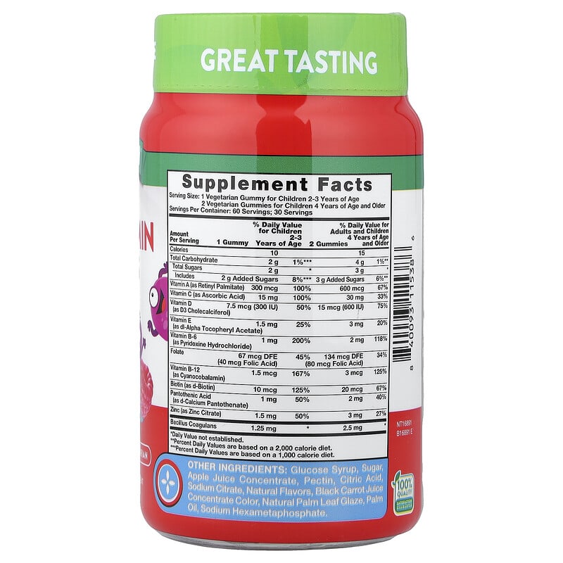 邦楽 VULGARITY KIDS GISM Just 4 Kidz, Suplemento multivitamínico y probiótico, Ponche de