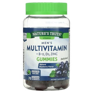 Nature's Truth, Multivitamínico para hombres más vitamina B12, vitamina D3, zinc, arándano azul natural, 70 gomitas vegetales
