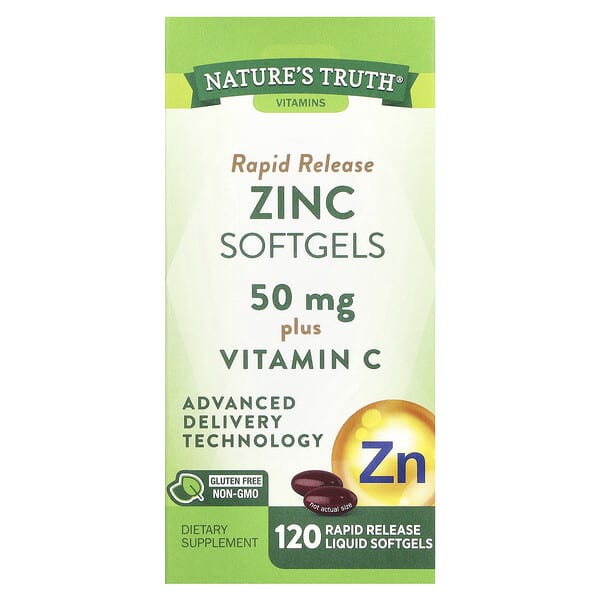 Nature's Truth Zinc Plus Vitamin C, Rapid Release, 120 Rapid Release Liquid Softgels