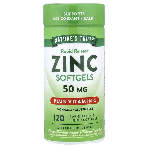 Nature's Truth, Zinc plus Vitamin C, 120 Rapid Release Liquid Softgels — product photo 1