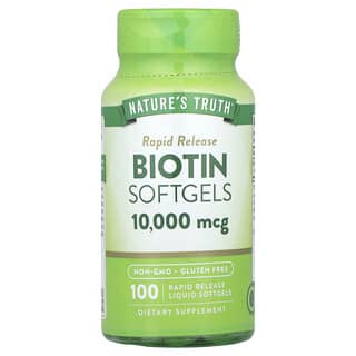 Nature's Truth, Biotine, 10 000 µg, 100 capsules liquides à libération rapide