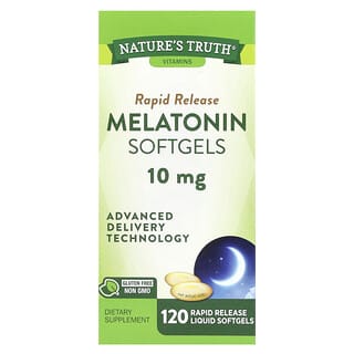 Nature's Truth, Melatonina, Liberación rápida, 10 mg, 120 cápsulas blandas con contenido líquido de liberación rápida