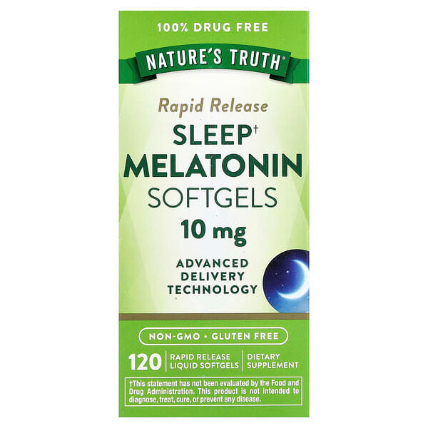 Nature's Truth, Sleep Melatonin, Rapid Release, 10 mg, 120 Rapid Release Liquid Softgels — product photo 1