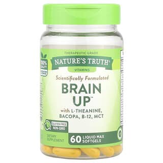 Nature's Truth, Brain Up™, Con L-teanina, bacopa, vitamina B12, MCT, 60 cápsulas blandas de Liquid Max