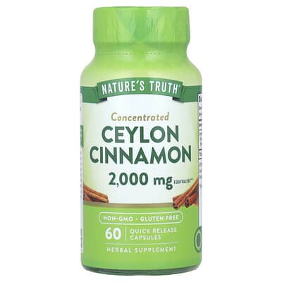 Nature's Truth, Ceylon Cinnamon Concentrate, 2000 mg, 60 Immediate-Release Capsules