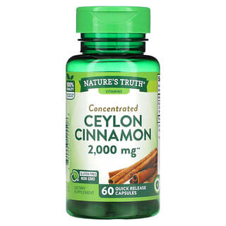 Nature's Truth, Cannelle de Ceylan concentrée, 2000 mg, 60 capsules à libération rapide