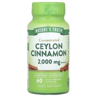 Nature's Truth, Ceylon Cinnamon, Concentrated , 2,000 mg, 60 Quick Release Capsules