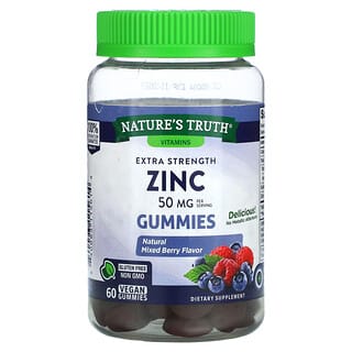 Nature's Truth, Zinc extra concentrado, Bayas mixtas naturales, 50 mg, 60 gomitas veganas