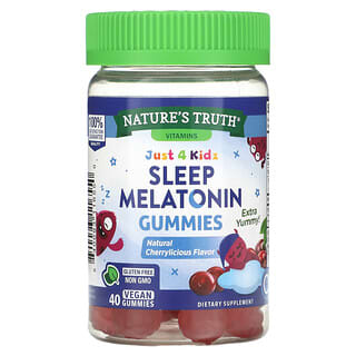 Nature's Truth, Just 4 Kids，睡眠支持褪黑荷尔蒙，天然樱桃味，1 毫克，40 粒全素软糖