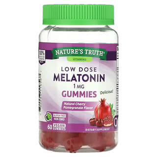 Nature's Truth, Melatonina en dosis bajas, Cereza y granada natural, 1 mg, 60 gomitas veganas