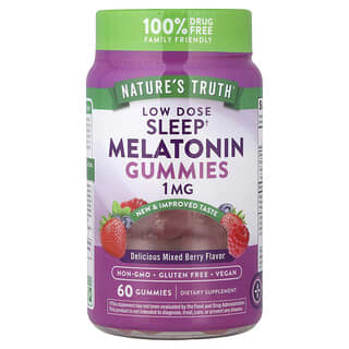 Nature's Truth, Gomitas de melatonina para dormir, Cereza y granada natural, 1 mg, 60 gomitas