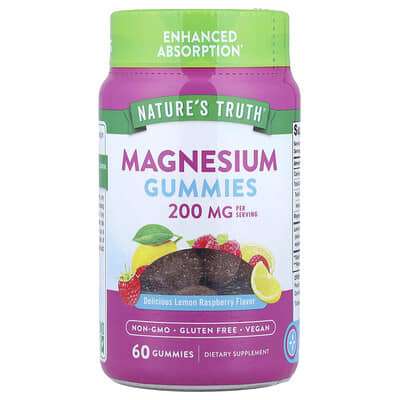Nature's Truth, Magnesium Gummies, Delicious Lemon-Raspberry Flavor, 60 Gummies