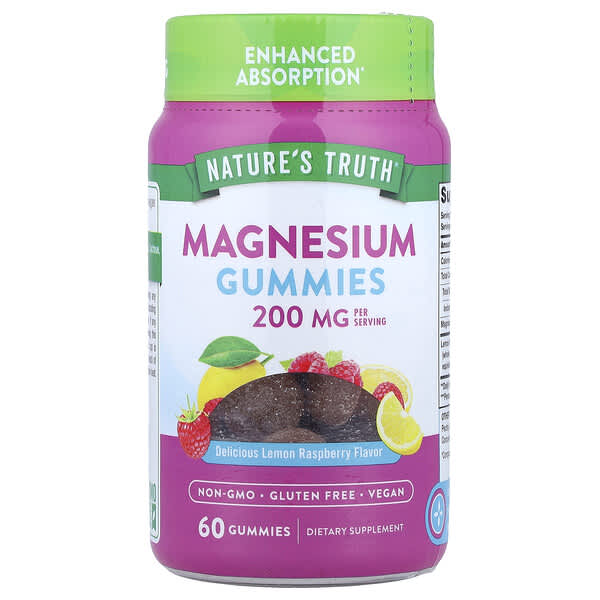 Nature's Truth Magnesium Gummies, Delicious Lemon Raspberry, 60 Gummies
