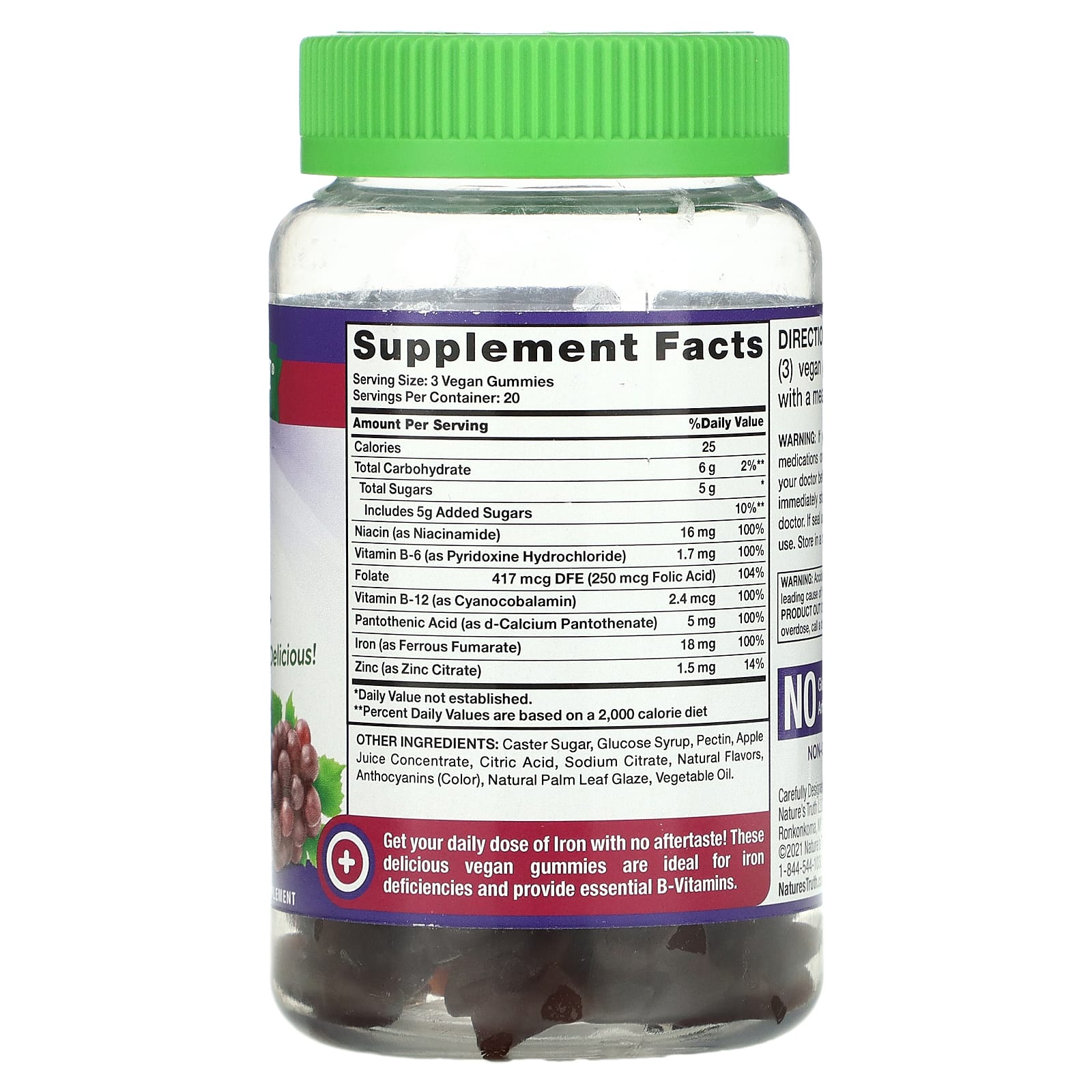 Nature's Truth, Essential Iron + B-Vitamins, Zinc, Natural Grape , 60 ...