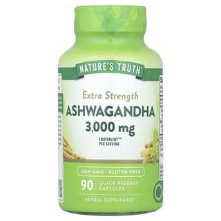 Nature's Truth, Ashwagandha, Extra Strength, Ashwagandha, extra stark, 3.000 mg, 90 Kapseln mit schneller Freisetzung (1.500 mg pro Kapsel)