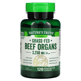 Nature's Truth, говяжьи органы, от животных травяного откорма, 650 мг, 120 капсул с быстрым высвобождением